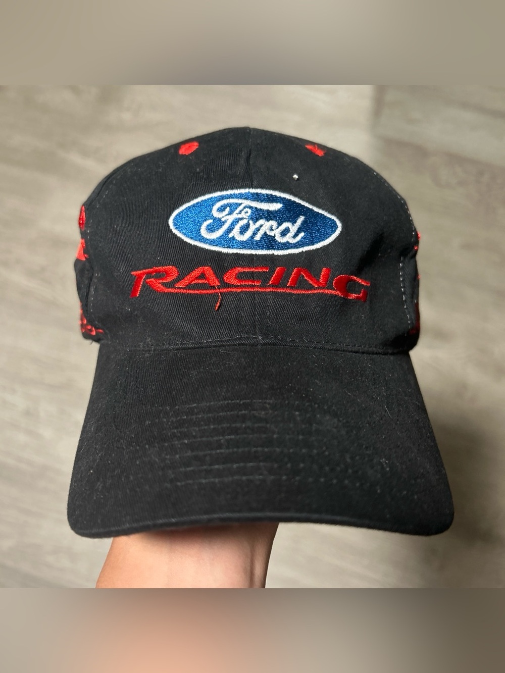 Vintage Ford Black Cap with Embroidery Flames